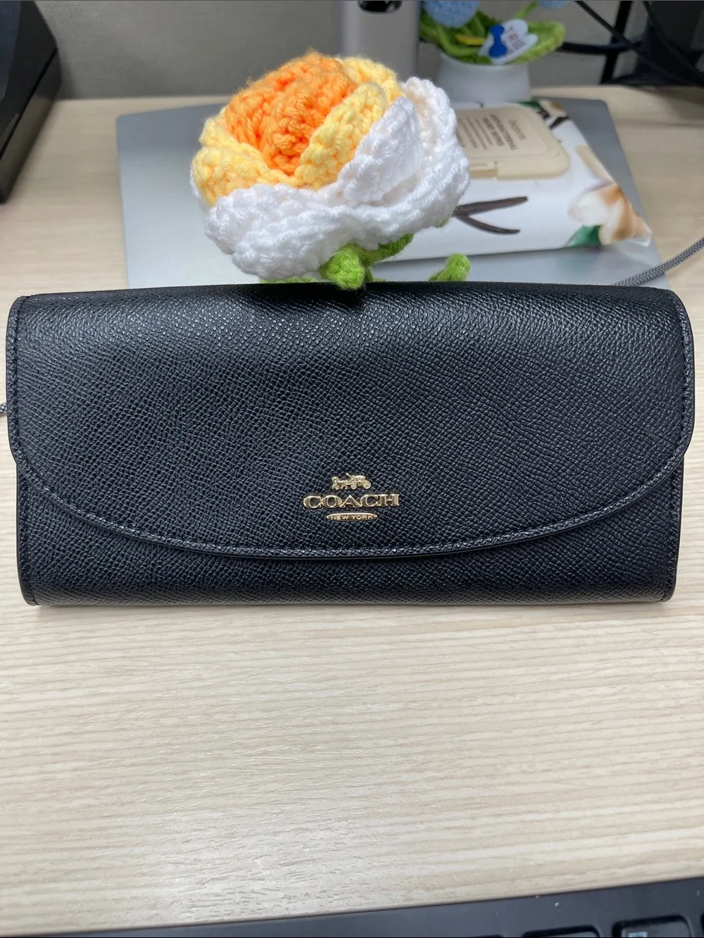 Coach Crossgrain Women’s Leather Slim Envelope Wallet Black NWOT